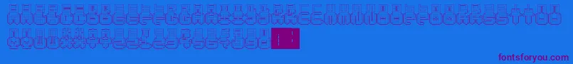 フォントPunchedOut – 紫色のフォント、青い背景