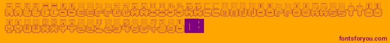 PunchedOut-Schriftart – Violette Schriften auf orangefarbenem Hintergrund
