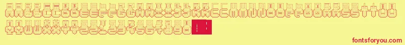 PunchedOut-fontti – punaiset fontit keltaisella taustalla