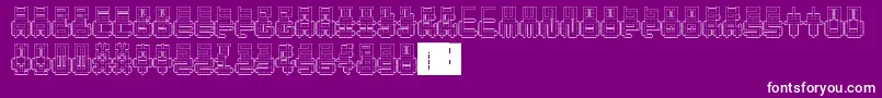 PunchedOut-Schriftart – Weiße Schriften auf violettem Hintergrund