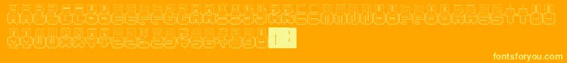 PunchedOut-Schriftart – Gelbe Schriften auf orangefarbenem Hintergrund