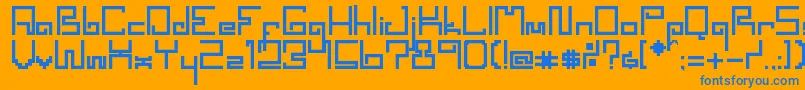 SpacewormErc2006-Schriftart – Blaue Schriften auf orangefarbenem Hintergrund