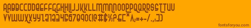 Rokikierc-Schriftart – Braune Schriften auf orangefarbenem Hintergrund
