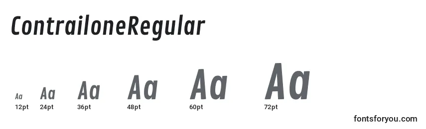 Размеры шрифта ContrailoneRegular