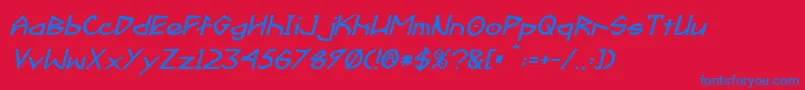 FractylBoldItalic Font – Blue Fonts on Red Background