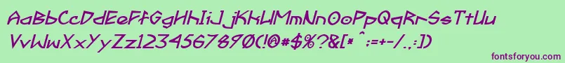 FractylBoldItalic Font – Purple Fonts on Green Background