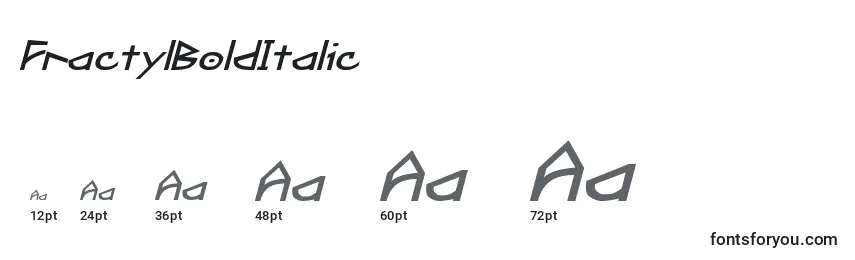 Размеры шрифта FractylBoldItalic