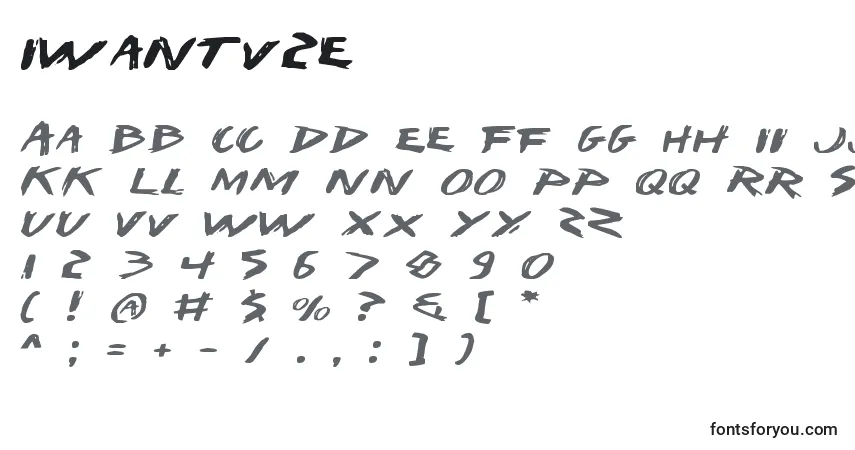 Schriftart Iwantv2e – Alphabet, Zahlen, spezielle Symbole