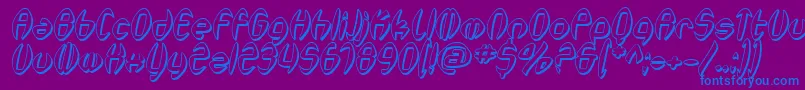 SfSynthonicPopShadedOblique-Schriftart – Blaue Schriften auf violettem Hintergrund