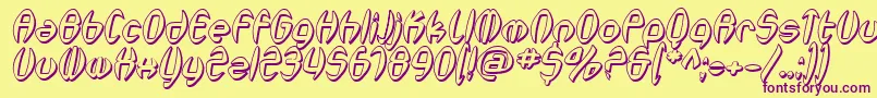 SfSynthonicPopShadedOblique Font – Purple Fonts on Yellow Background