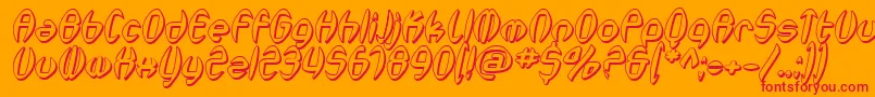 SfSynthonicPopShadedOblique-Schriftart – Rote Schriften auf orangefarbenem Hintergrund