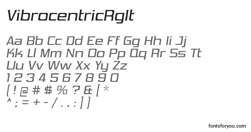 Schriftart VibrocentricRgIt – Alphabet, Zahlen, spezielle Symbole