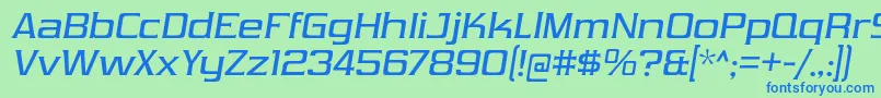 フォントVibrocentricRgIt – 青い文字は緑の背景です。