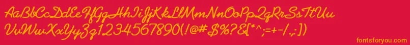 AbrazoScriptSsiBold Font – Orange Fonts on Red Background