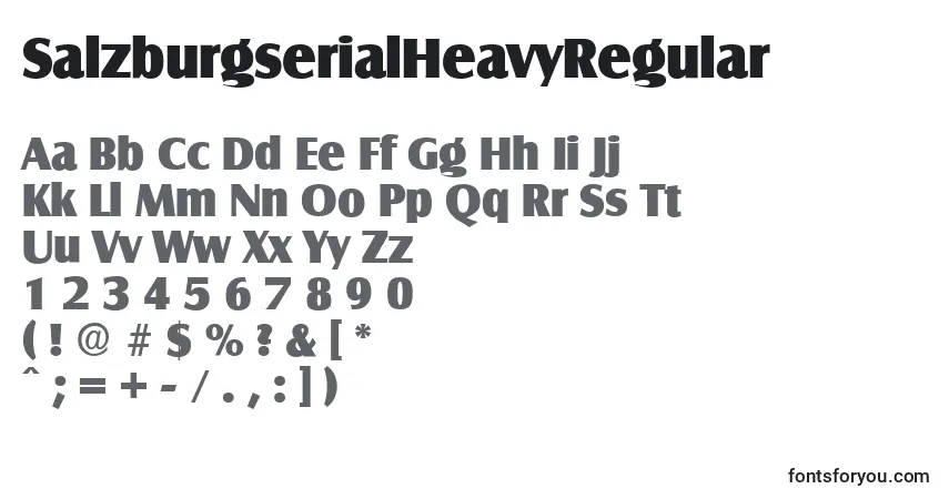 Czcionka SalzburgserialHeavyRegular – alfabet, cyfry, specjalne znaki