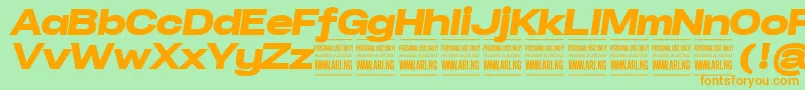 SpecifypersonalExpblackitalic Font – Orange Fonts on Green Background
