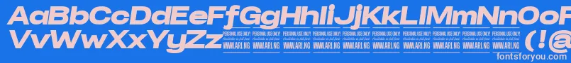 SpecifypersonalExpblackitalic Font – Pink Fonts on Blue Background