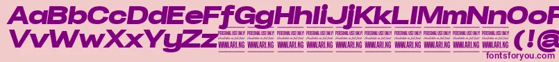Fonte SpecifypersonalExpblackitalic – fontes roxas em um fundo rosa