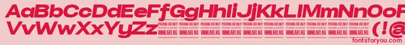 Czcionka SpecifypersonalExpblackitalic – czerwone czcionki na różowym tle