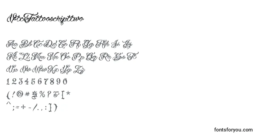 Schriftart VtcTattooscripttwo (113458) – Alphabet, Zahlen, spezielle Symbole
