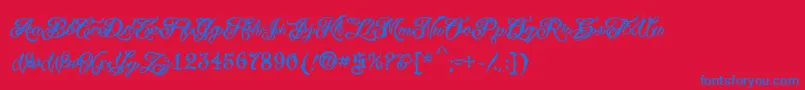 VtcTattooscripttwo Font – Blue Fonts on Red Background