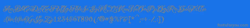 VtcTattooscripttwo-Schriftart – Graue Schriften auf blauem Hintergrund
