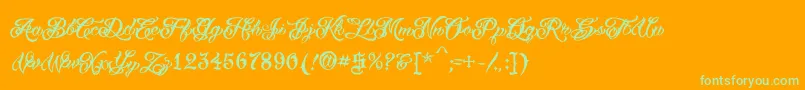 VtcTattooscripttwo-Schriftart – Grüne Schriften auf orangefarbenem Hintergrund