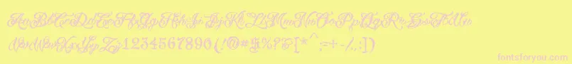VtcTattooscripttwo-fontti – vaaleanpunaiset fontit keltaisella taustalla