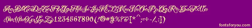 VtcTattooscripttwo Font – Yellow Fonts on Purple Background
