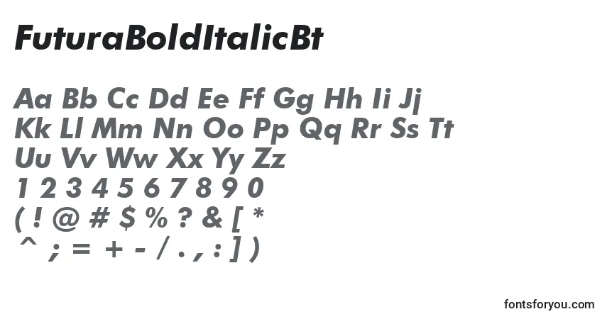 Schriftart FuturaBoldItalicBt – Alphabet, Zahlen, spezielle Symbole