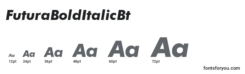 Größen der Schriftart FuturaBoldItalicBt