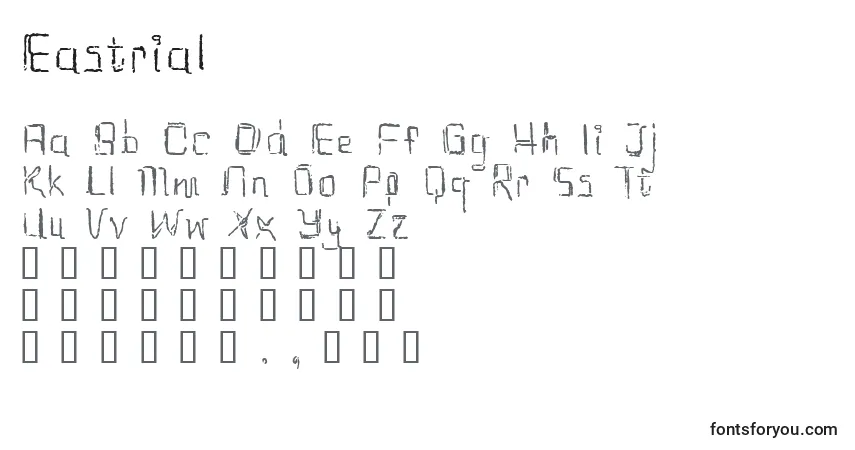 A fonte Eastrial (113460) – alfabeto, números, caracteres especiais