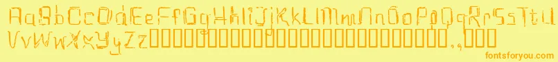 フォントEastrial – オレンジの文字が黄色の背景にあります。