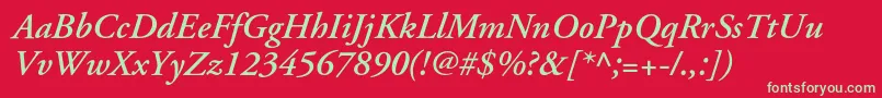 ApcgaramondcBolditalic Font – Green Fonts on Red Background