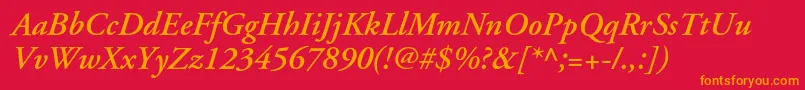 ApcgaramondcBolditalic Font – Orange Fonts on Red Background