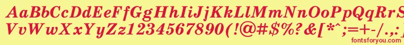 SchoolbookBoldItalic Font – Red Fonts on Yellow Background