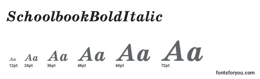 Размеры шрифта SchoolbookBoldItalic