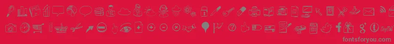 Fonte Sketchiconsbold – fontes cinzas em um fundo vermelho