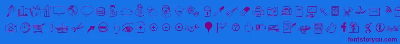Fonte Sketchiconsbold – fontes roxas em um fundo azul