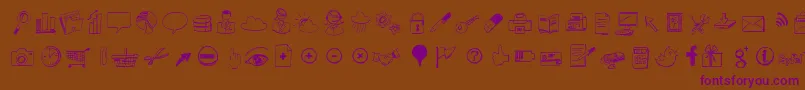 Sketchiconsbold-Schriftart – Violette Schriften auf braunem Hintergrund