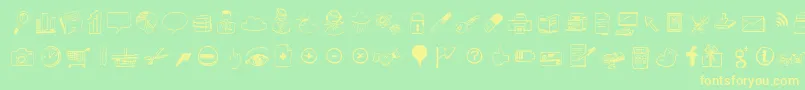 Sketchiconsbold Font – Yellow Fonts on Green Background
