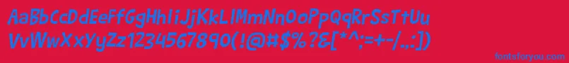 BarthowheelItalic-fontti – siniset fontit punaisella taustalla