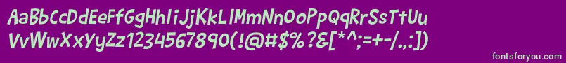 BarthowheelItalic Font – Green Fonts on Purple Background
