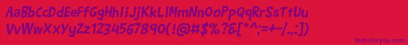 Czcionka BarthowheelItalic – fioletowe czcionki na czerwonym tle
