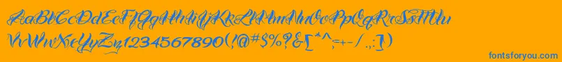 VtcBadtattoohandone Font – Blue Fonts on Orange Background