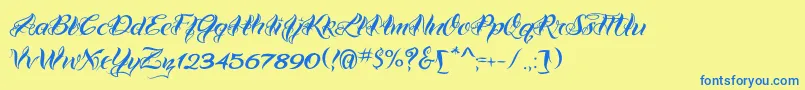 VtcBadtattoohandone Font – Blue Fonts on Yellow Background