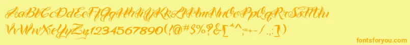VtcBadtattoohandone Font – Orange Fonts on Yellow Background