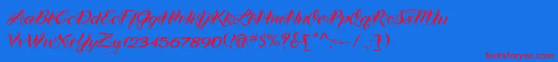 VtcBadtattoohandone Font – Red Fonts on Blue Background