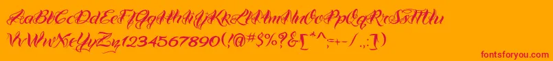 VtcBadtattoohandone Font – Red Fonts on Orange Background