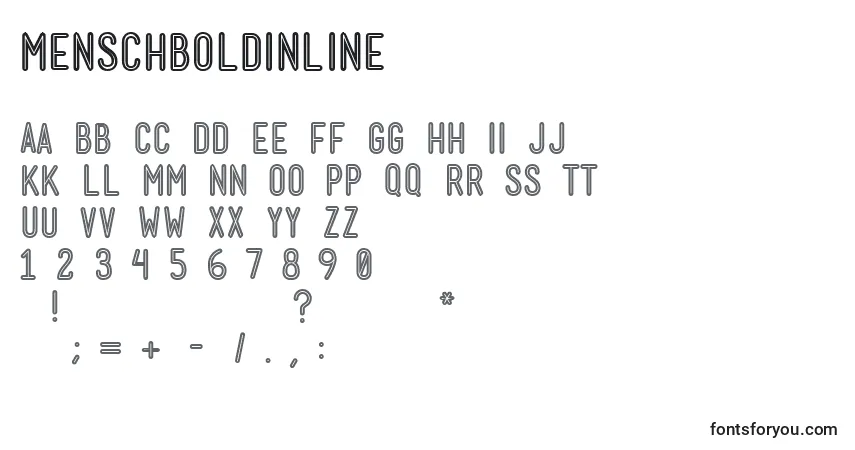 Czcionka MenschBoldInline – alfabet, cyfry, specjalne znaki